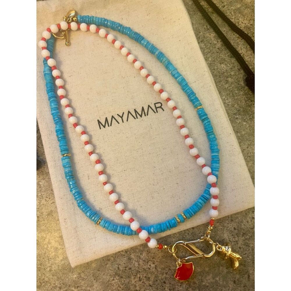 Curated Set of 2 Beaded Necklaces made from  quartz and turquoise - 24k gold